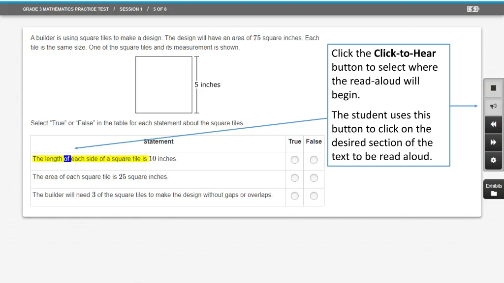 click the click to hear button to select where