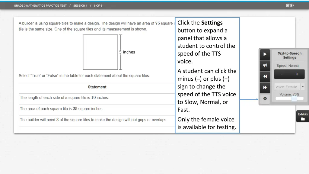 click the settings button to expand a panel that