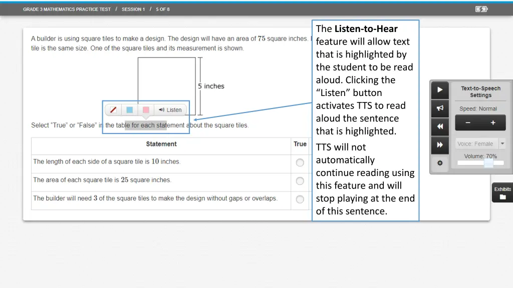 the listen to hear feature will allow text that