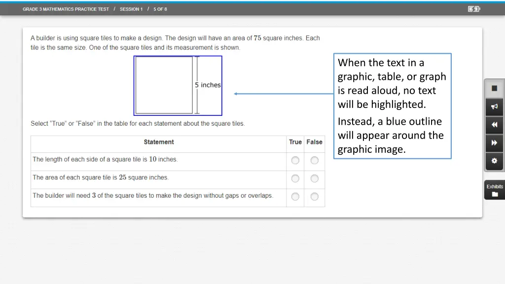 when the text in a graphic table or graph is read