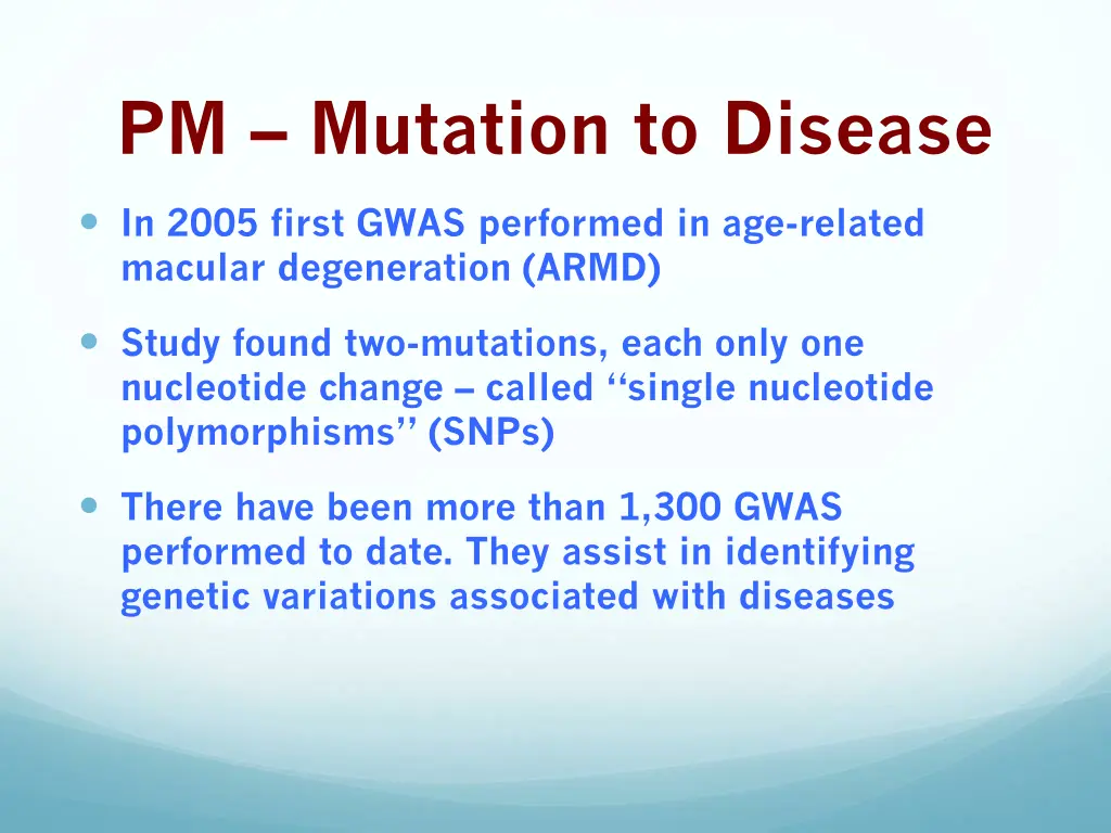 pm mutation to disease 1