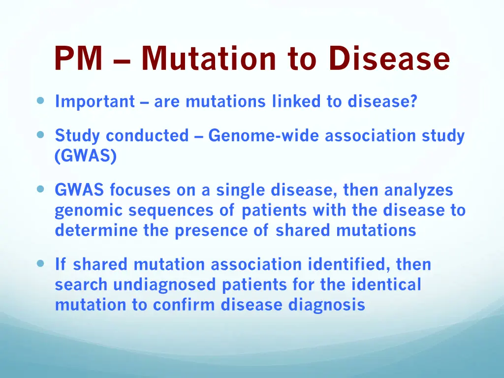 pm mutation to disease