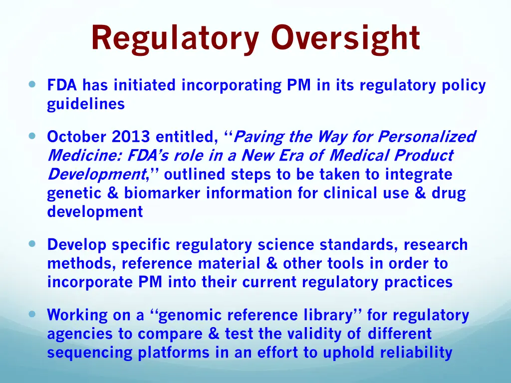 regulatory oversight