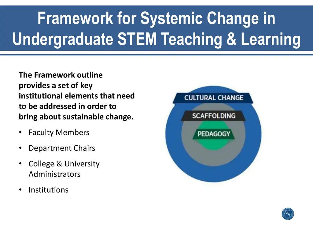 framework for systemic change in undergraduate