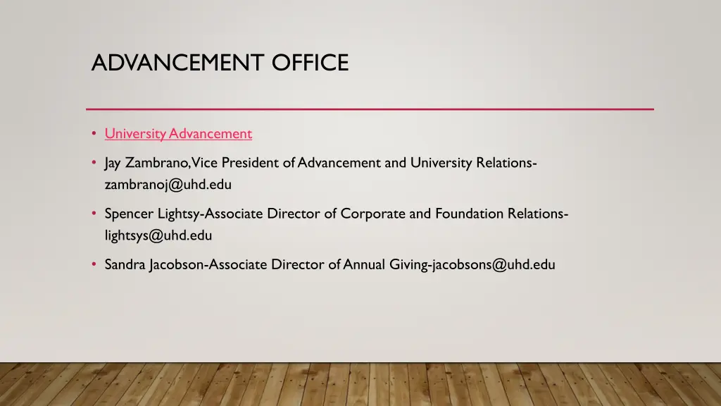 advancement office