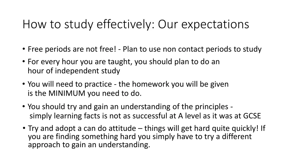 how to study effectively our expectations