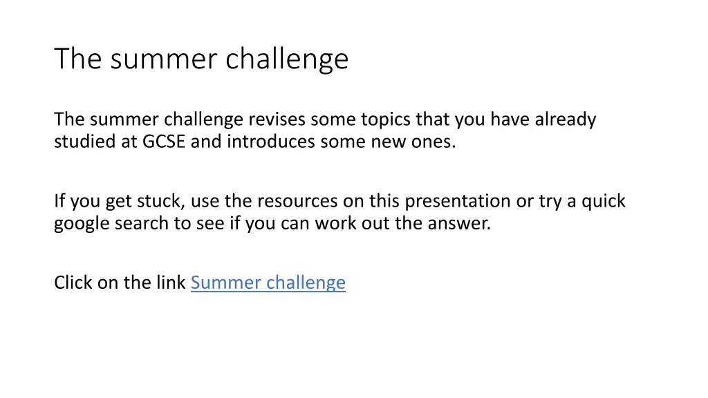 the summer challenge