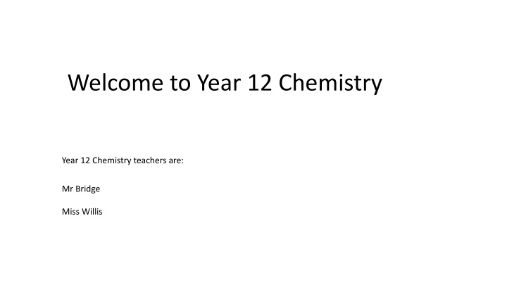 welcome to year 12 chemistry