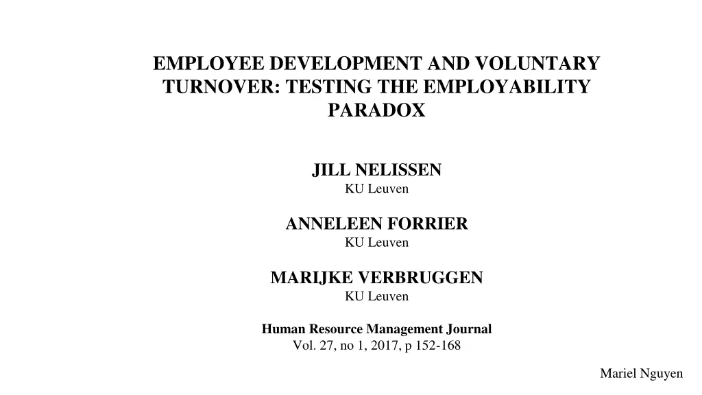 employee development and voluntary turnover