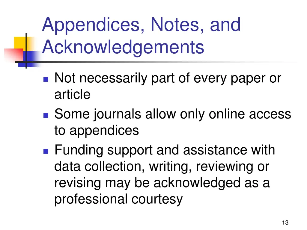 appendices notes and acknowledgements