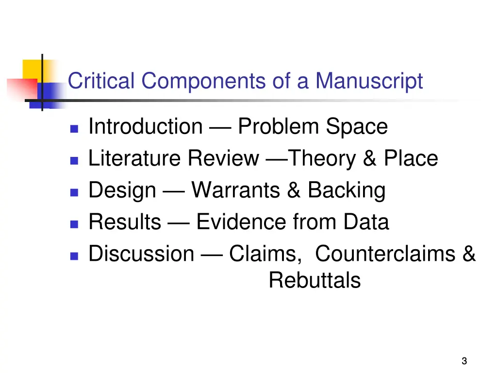 critical components of a manuscript