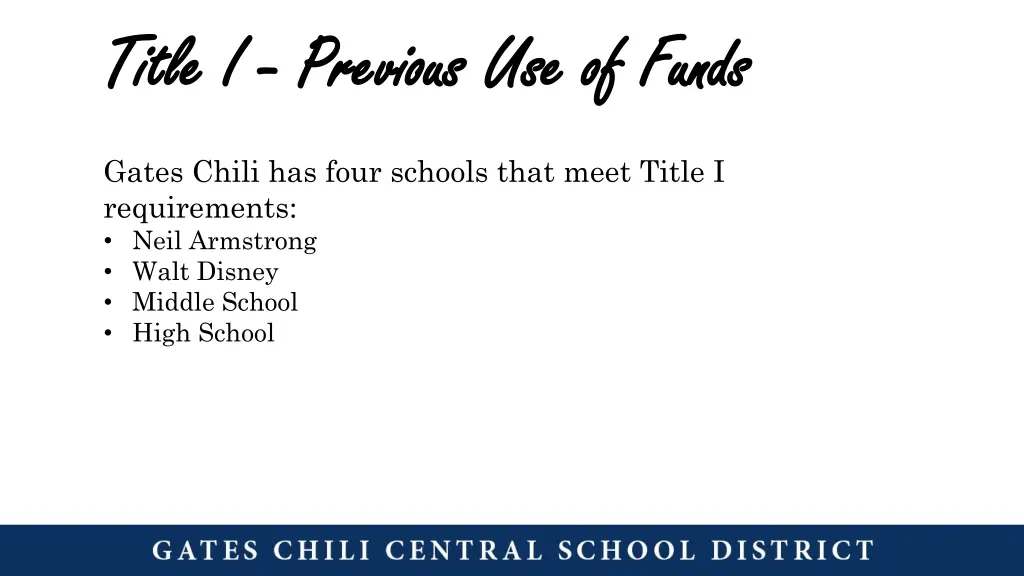 title i title i previous use of funds previous