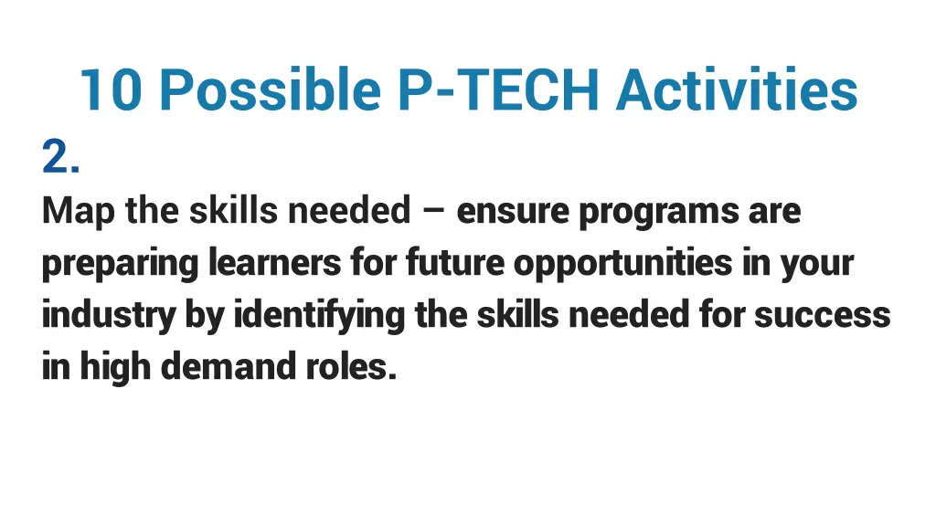 10 possible p tech activities 2 map the skills