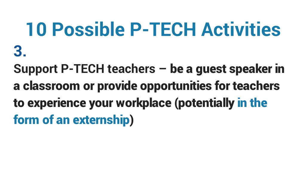 10 possible p tech activities 3 support p tech