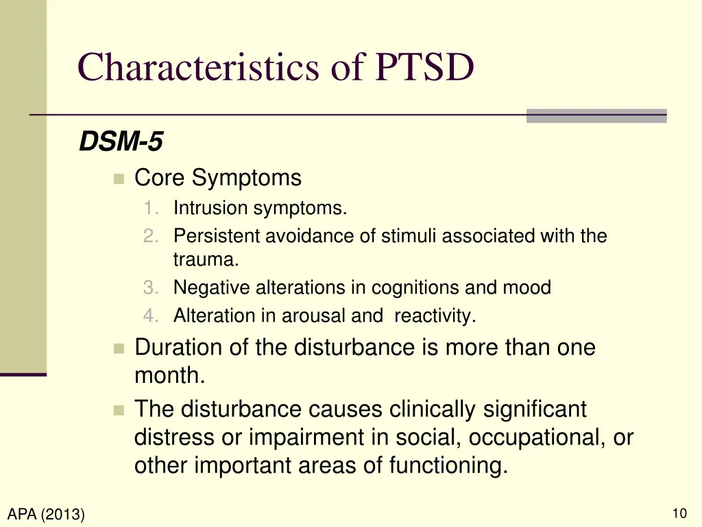 characteristics of ptsd 1