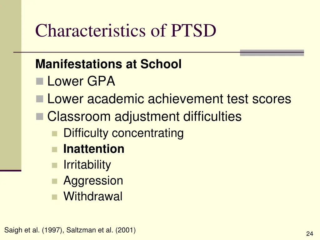 characteristics of ptsd 15