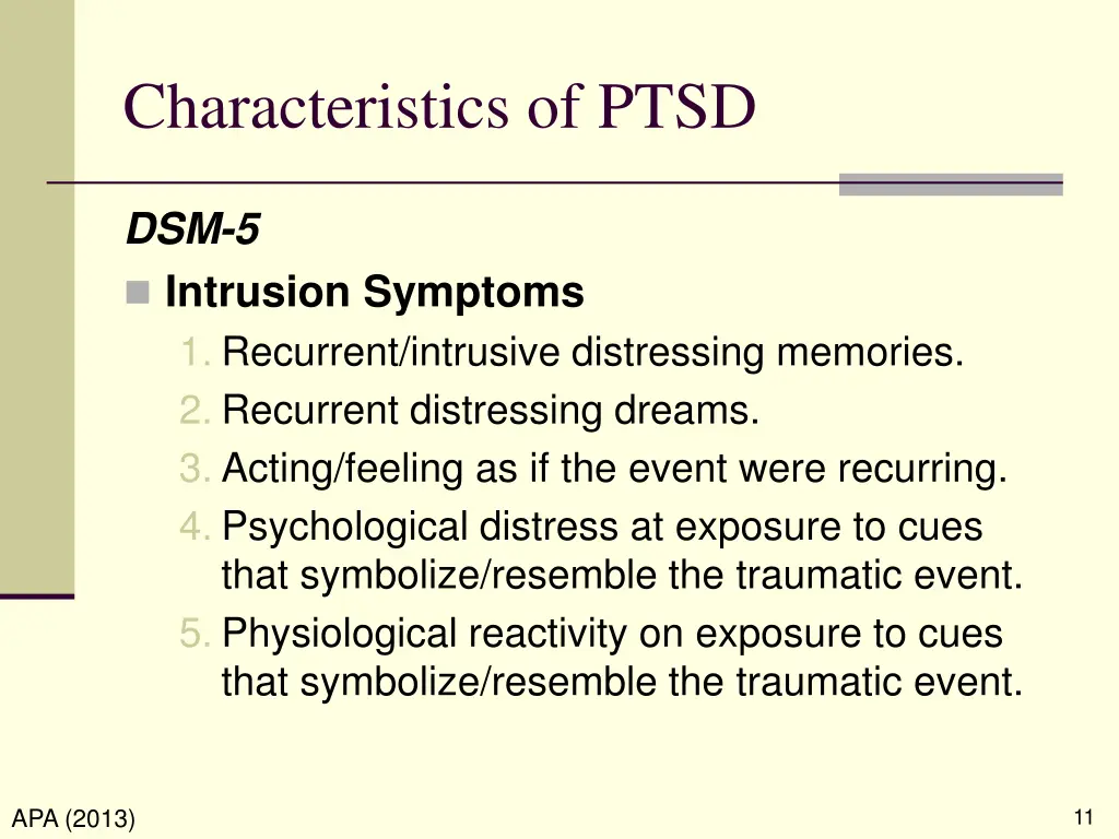 characteristics of ptsd 2