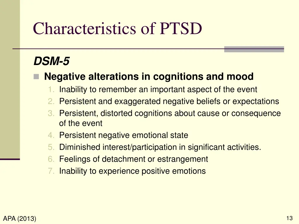 characteristics of ptsd 4
