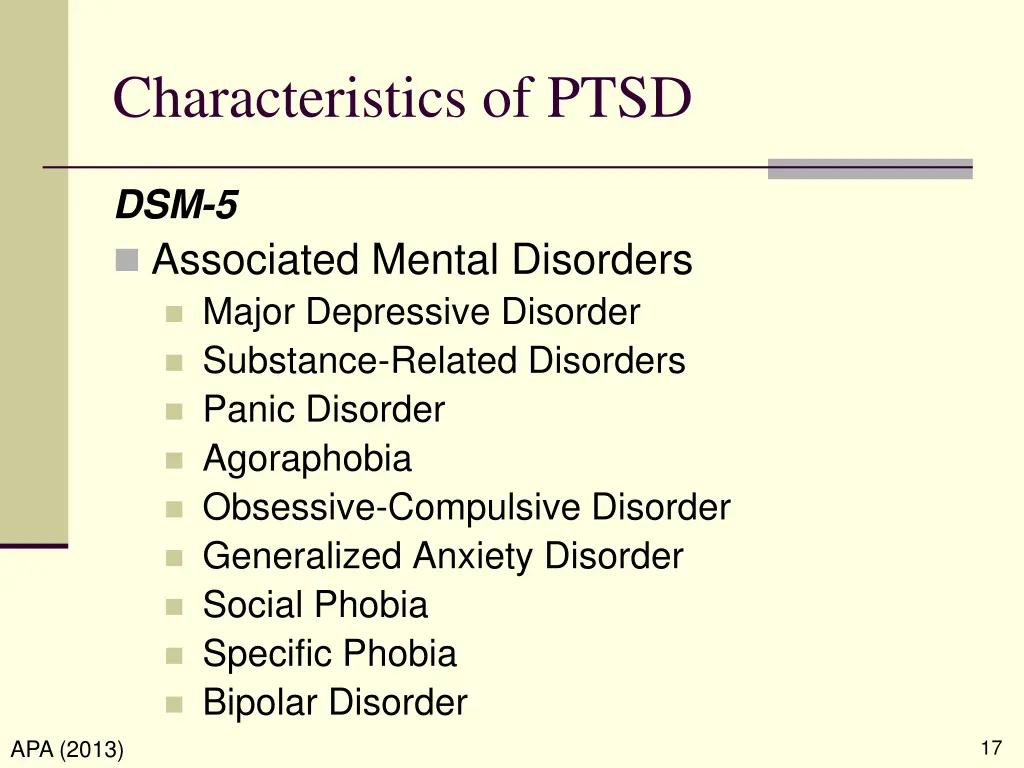 characteristics of ptsd 8