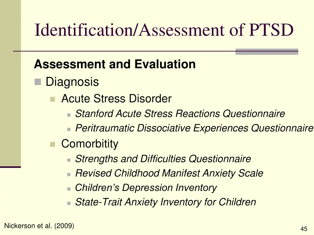 identification assessment of ptsd 10