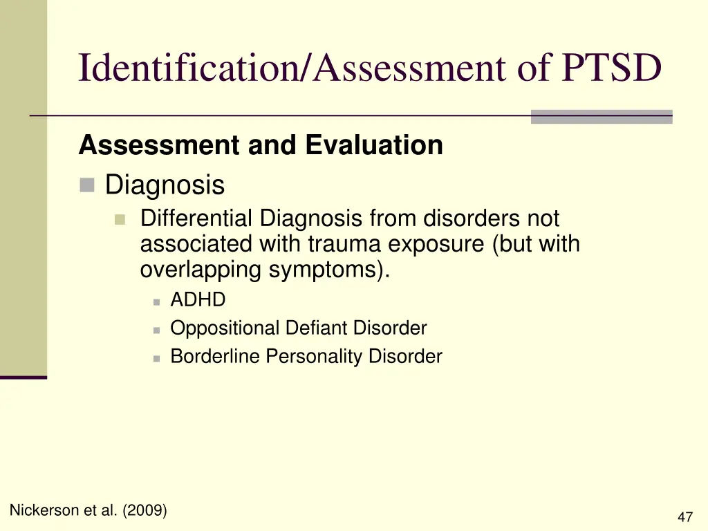 identification assessment of ptsd 12