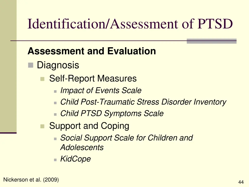 identification assessment of ptsd 9