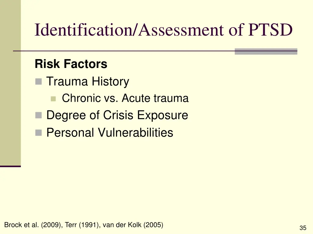 identification assessment of ptsd