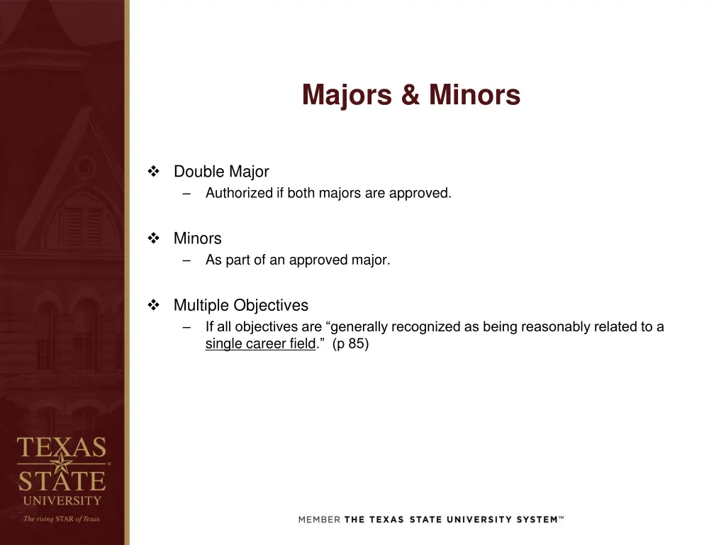 majors minors