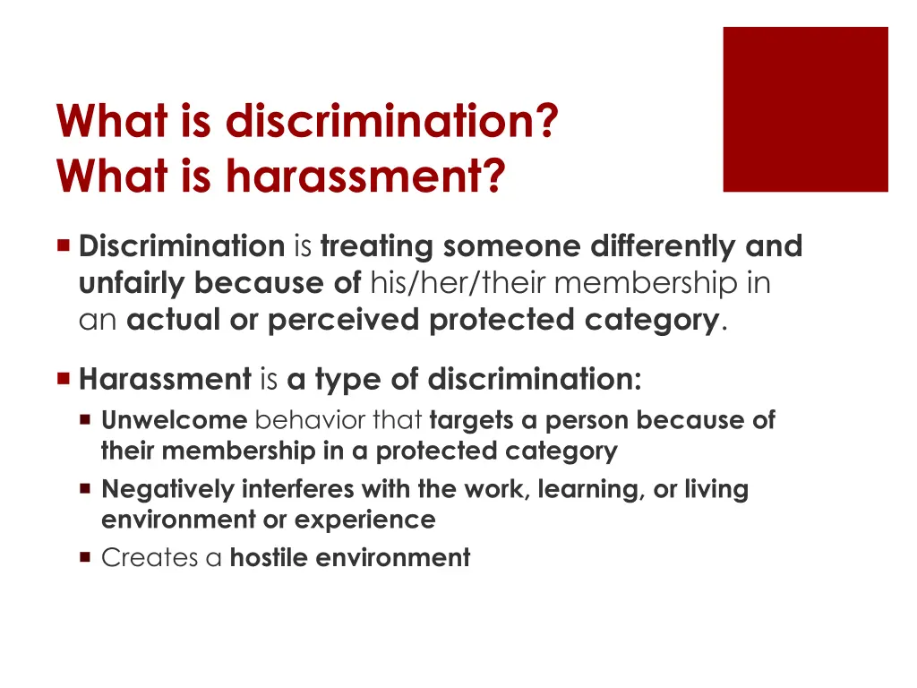 what is discrimination what is harassment