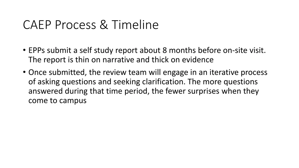 caep process timeline