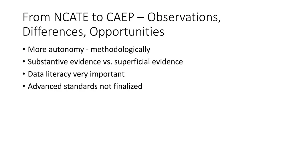 from ncate to caep observations differences