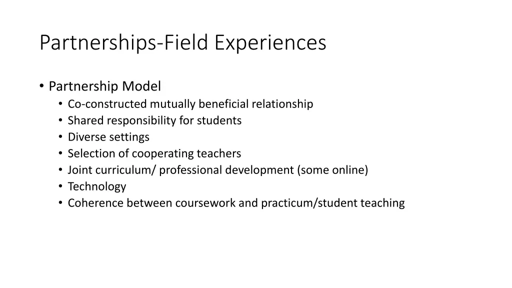 partnerships field experiences