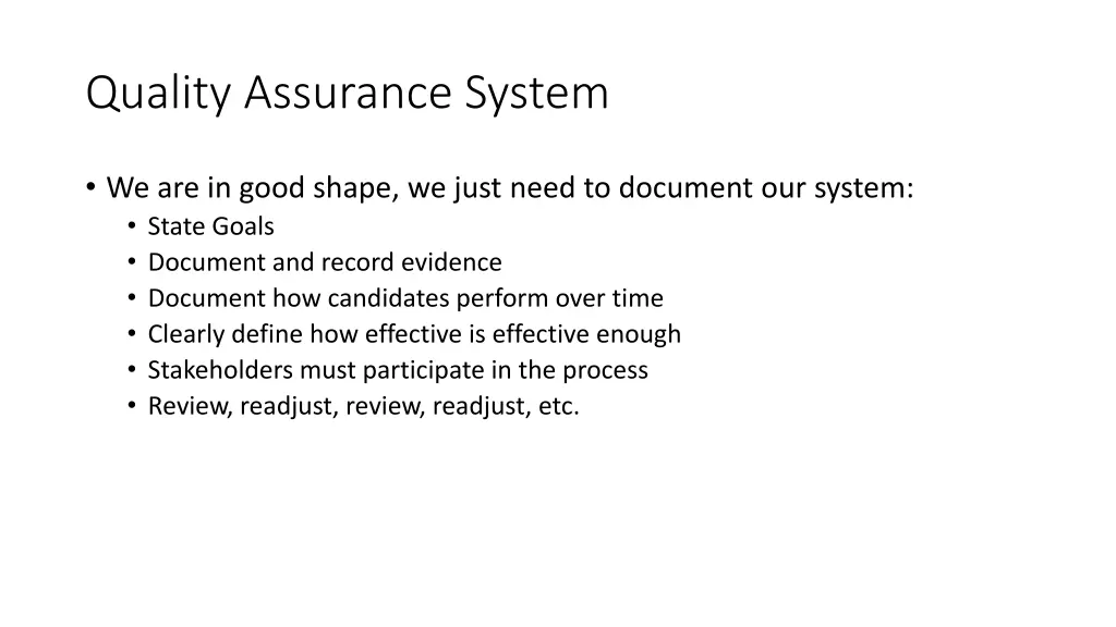 quality assurance system