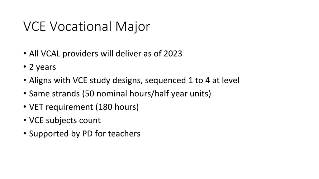 vce vocational major