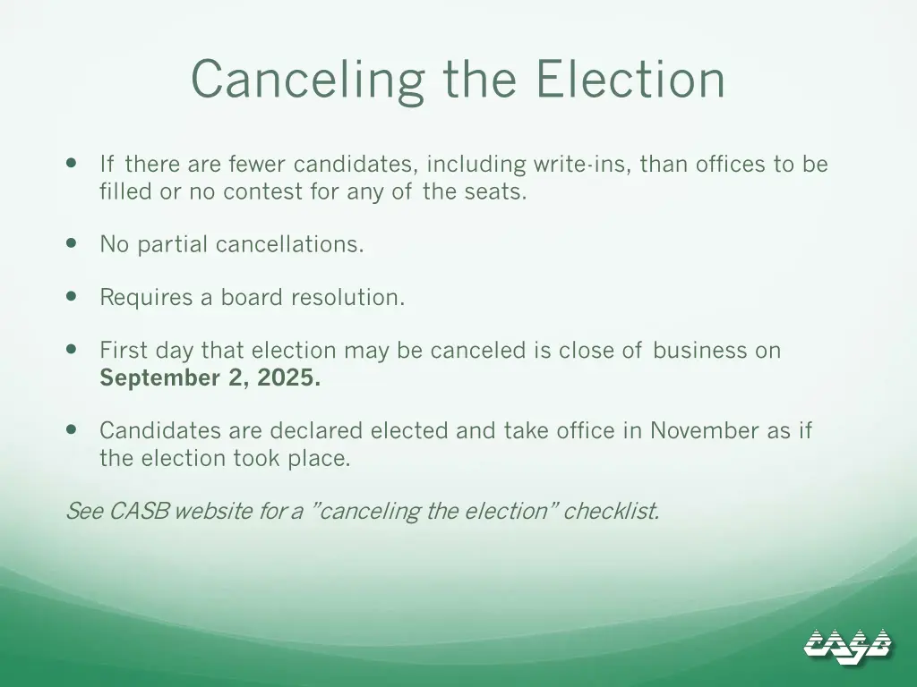 canceling the election