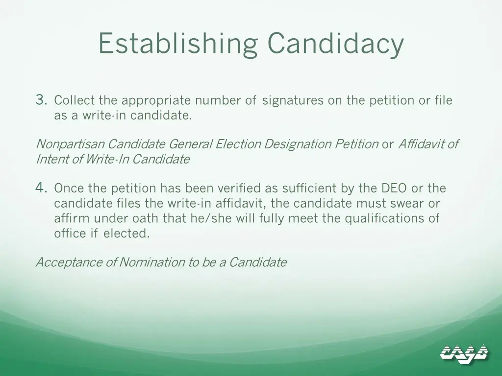 establishing candidacy 1