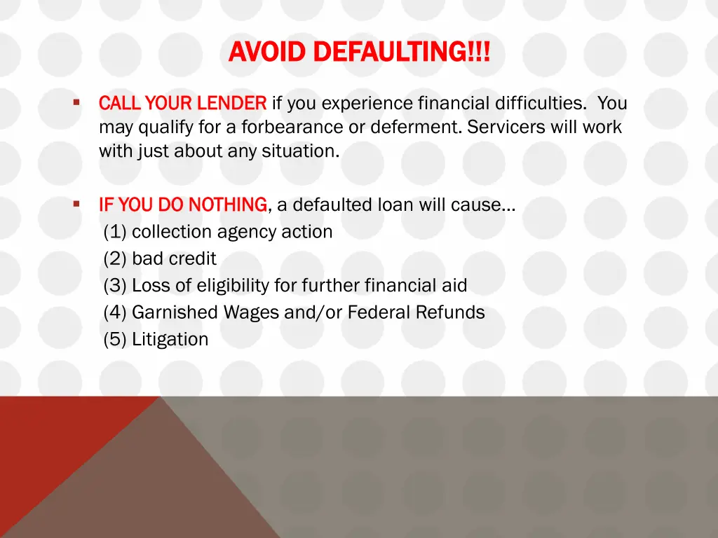 avoid defaulting avoid defaulting