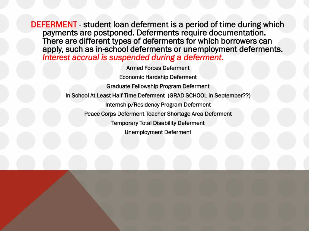 deferment deferment student loan deferment