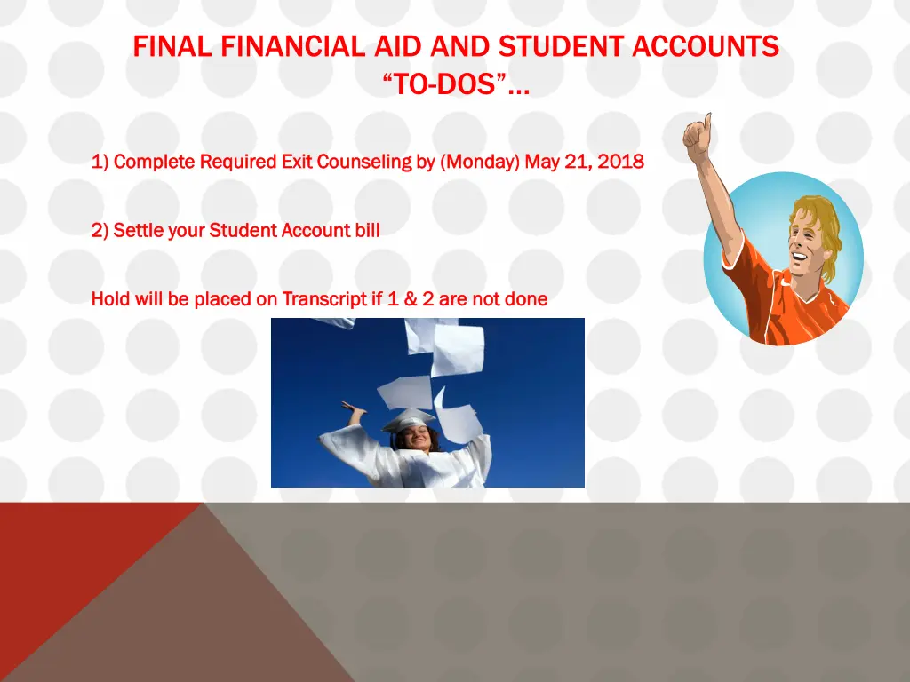 final financial aid and student accounts to dos