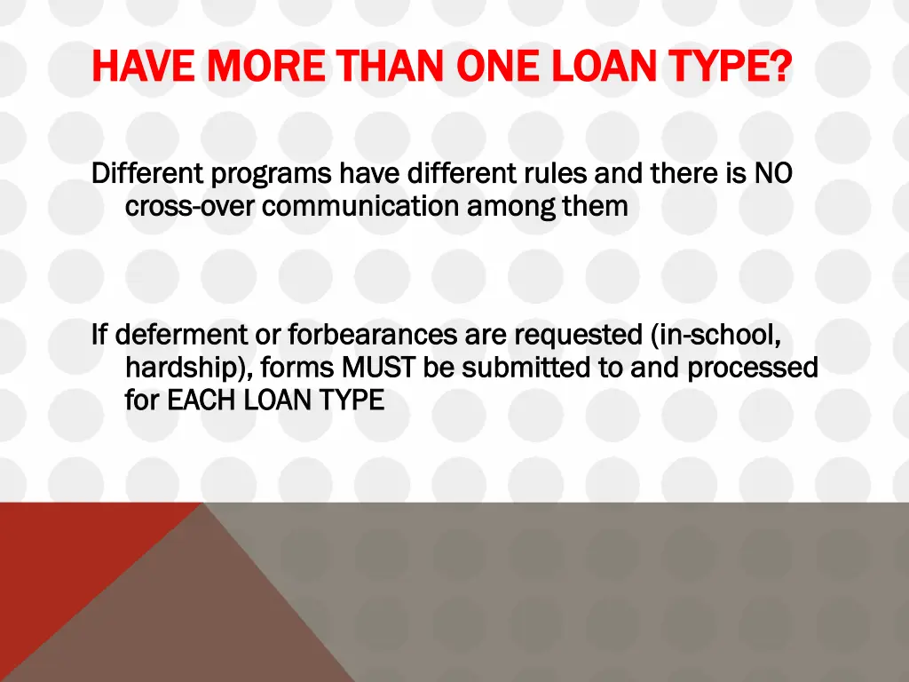 have more than one loan type have more than