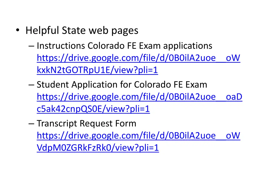 helpful state web pages instructions colorado