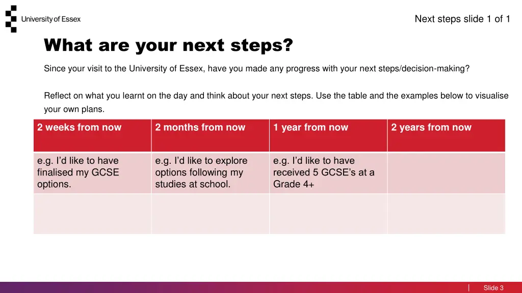 next steps slide 1 of 1