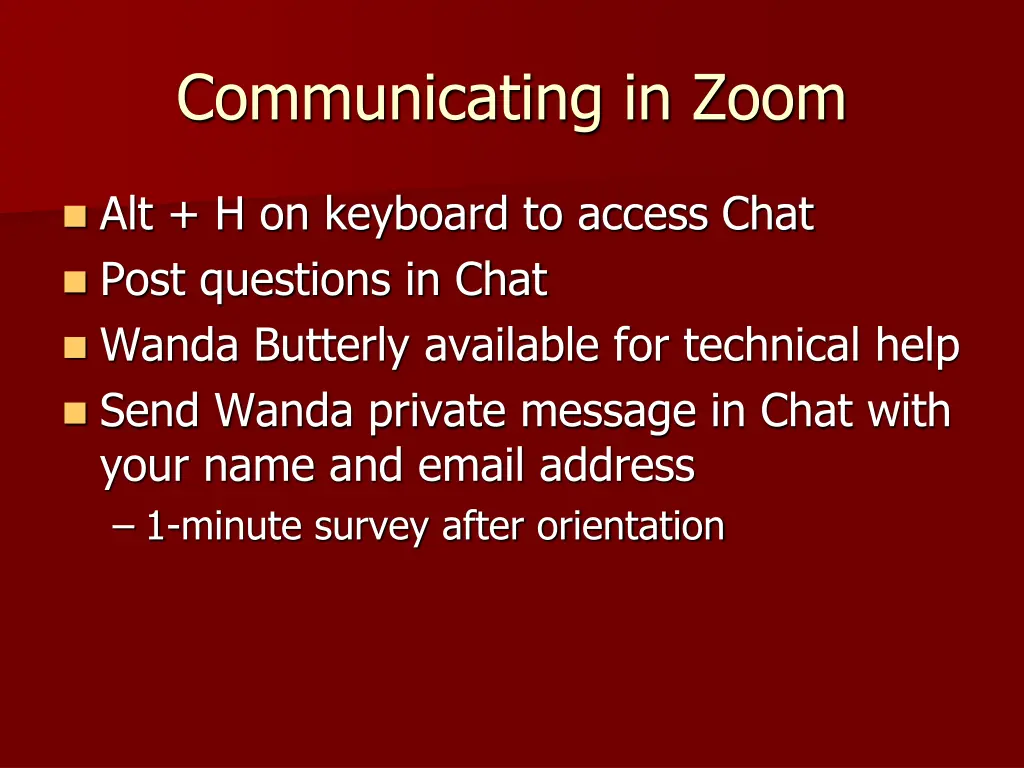 communicating in zoom