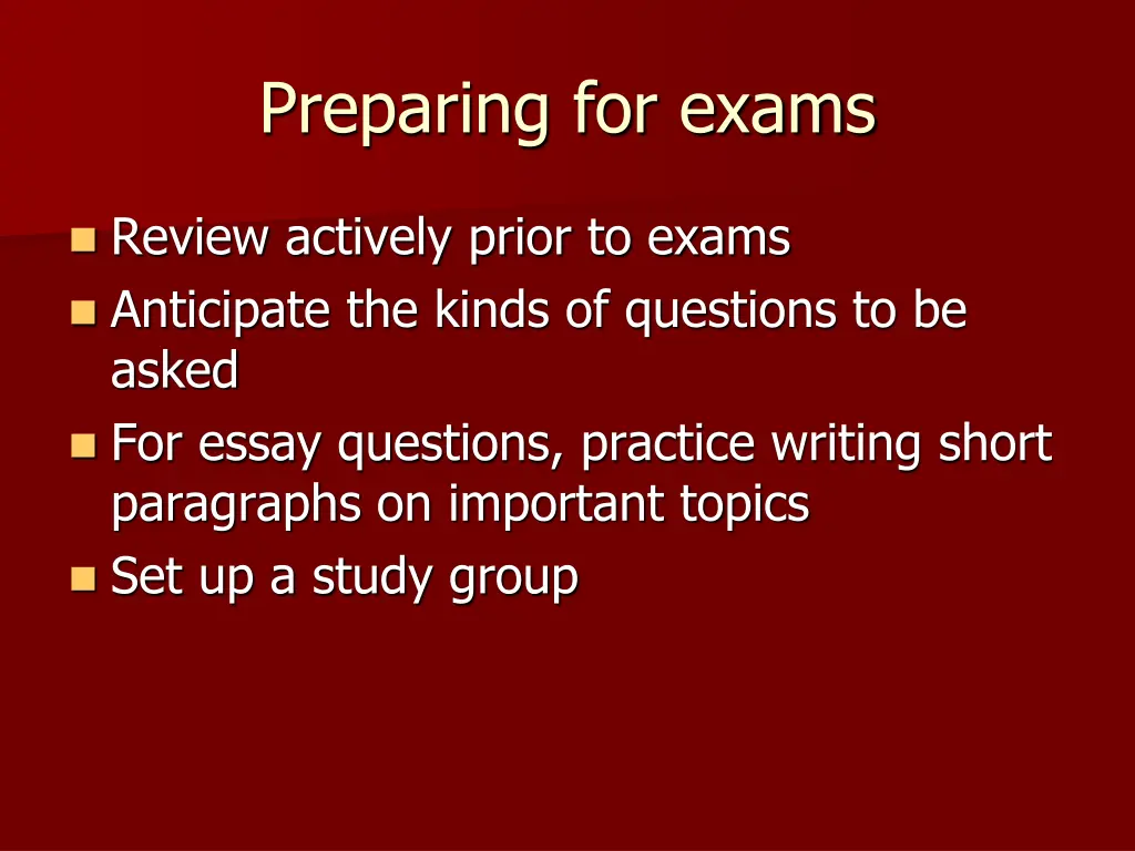 preparing for exams