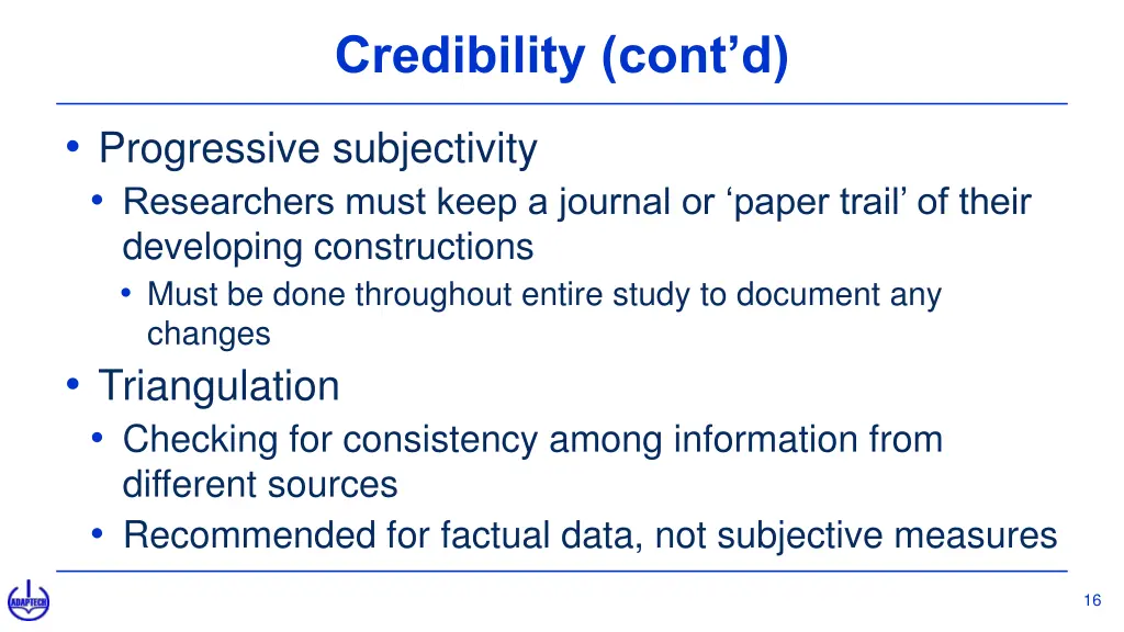 credibility cont d
