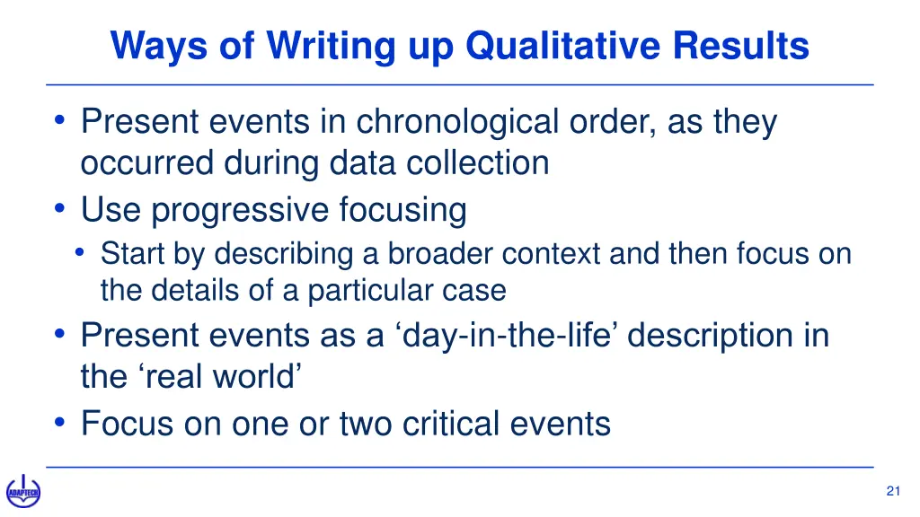 ways of writing up qualitative results