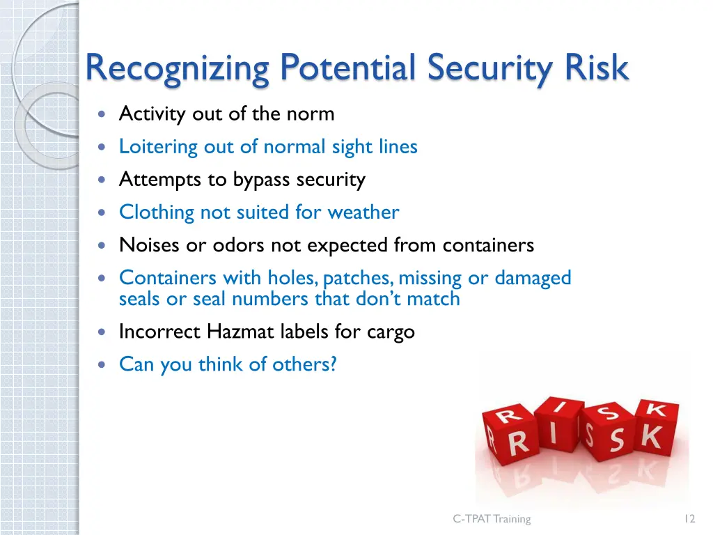 recognizing potential security risk