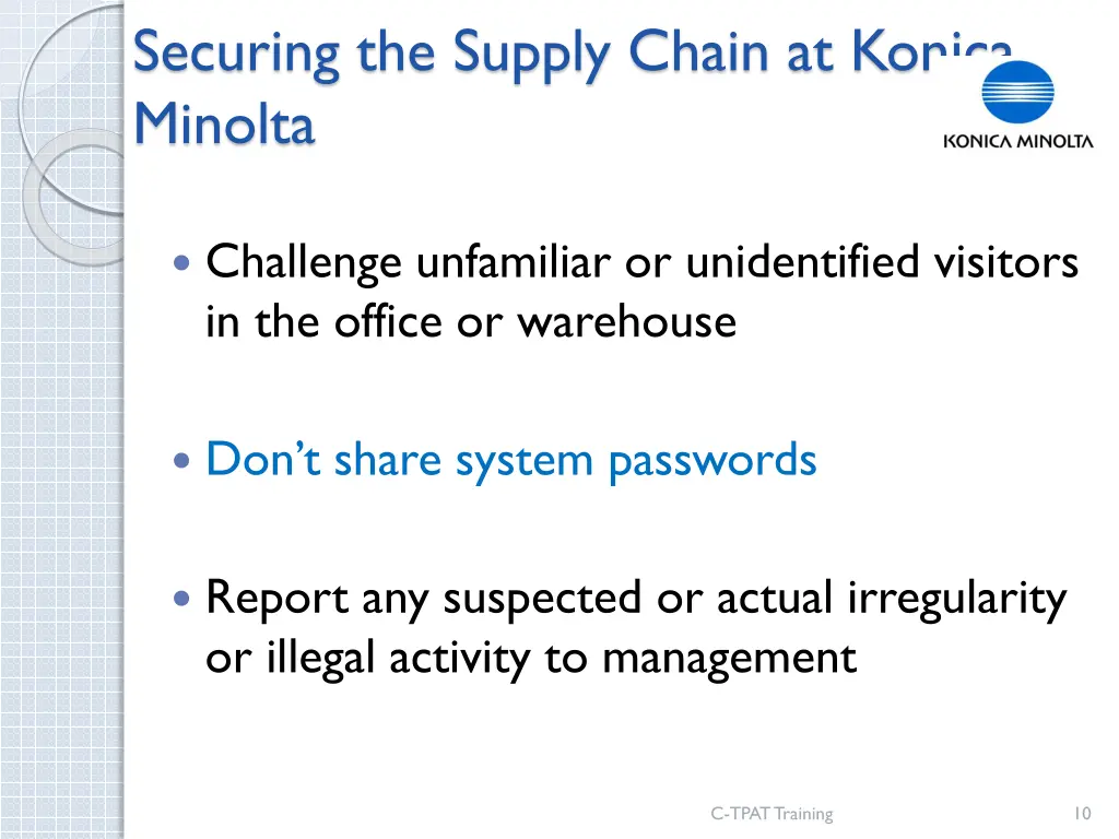 securing the supply chain at konica minolta 1