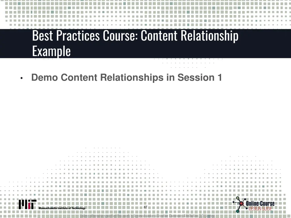 best practices course content relationship example