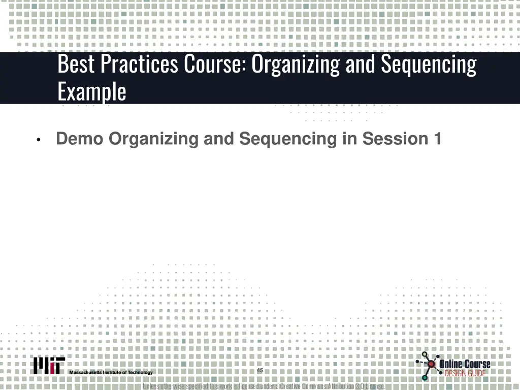best practices course organizing and sequencing